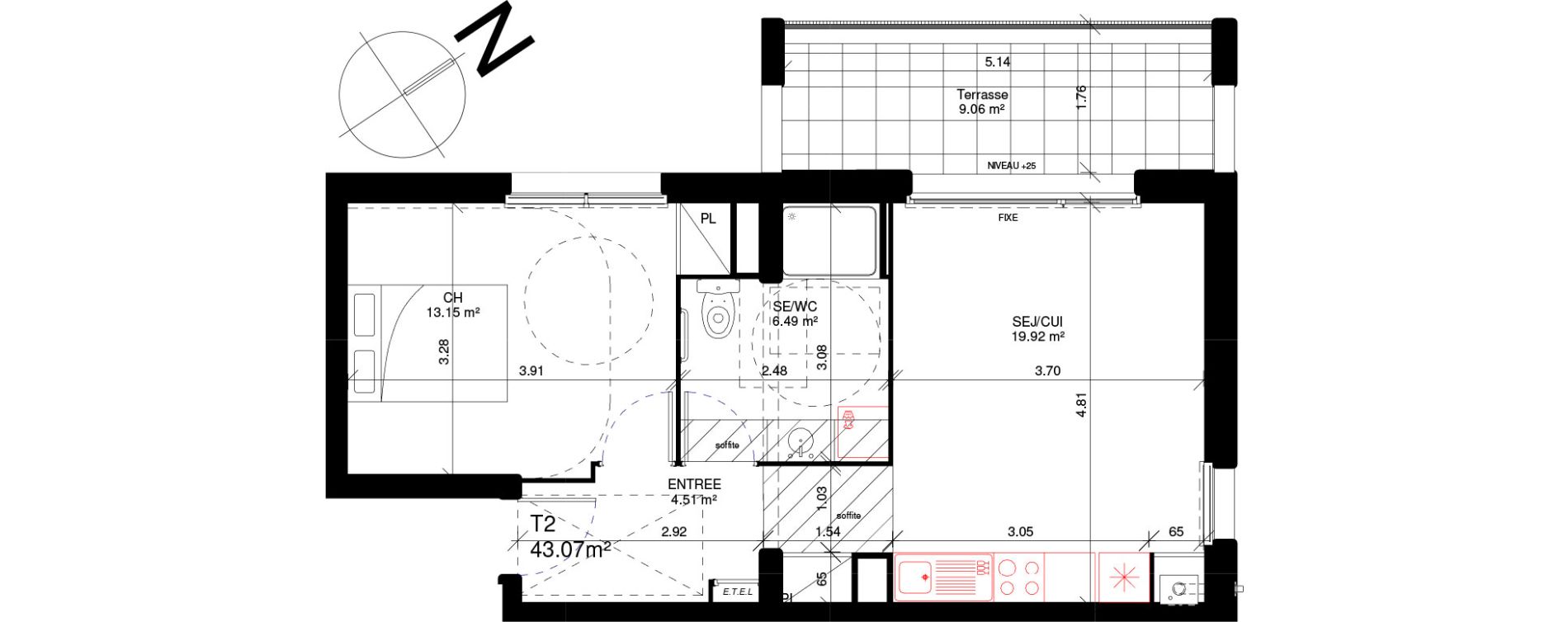 Appartement T2 de 44,07 m2 &agrave; Douvres-La-D&eacute;livrande Les hauts pr&egrave;s