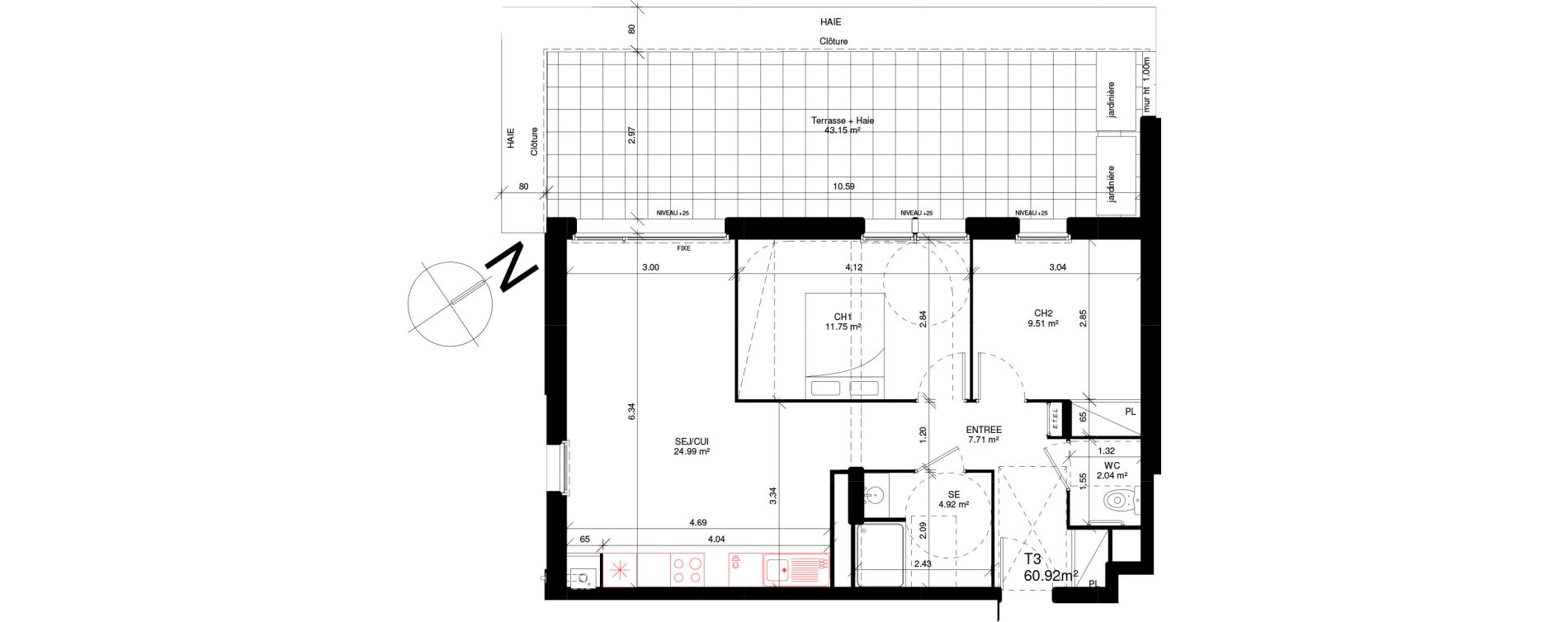 Appartement T3 de 60,92 m2 &agrave; Douvres-La-D&eacute;livrande Les hauts pr&egrave;s