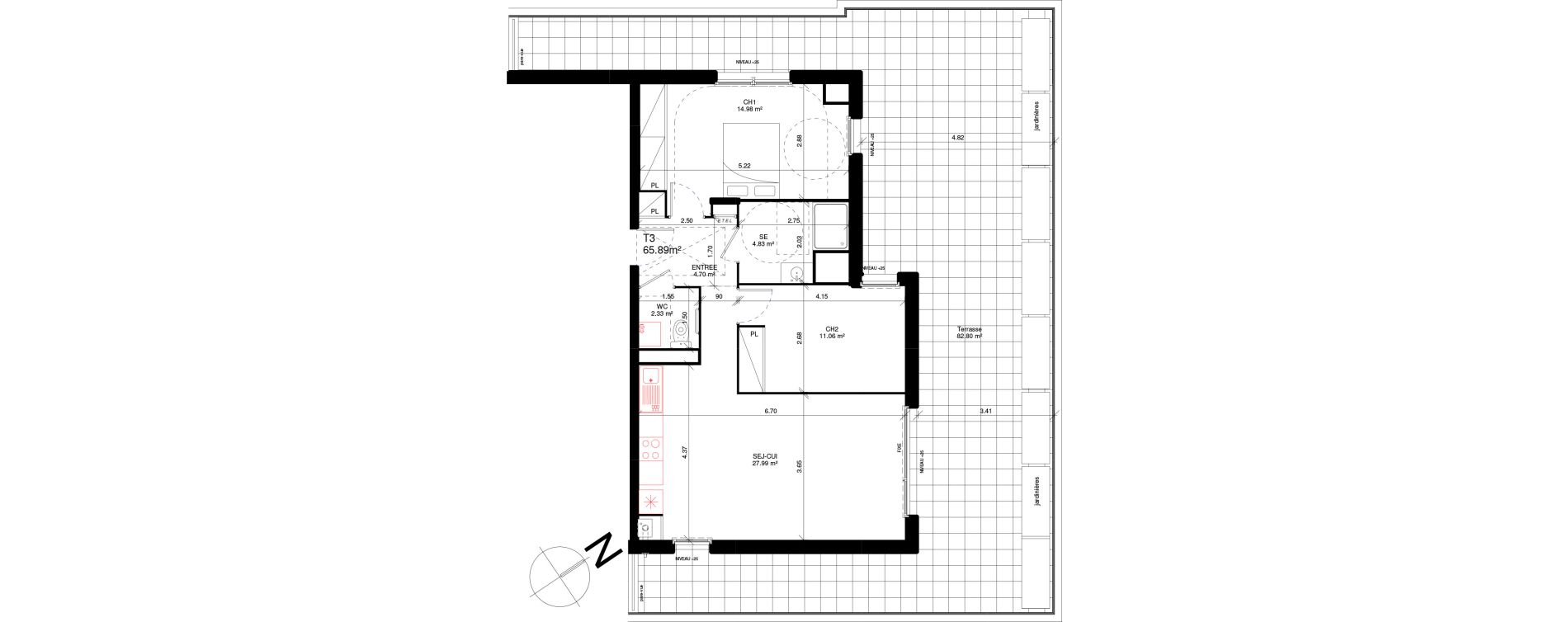 Appartement T3 de 65,89 m2 &agrave; Douvres-La-D&eacute;livrande Les hauts pr&egrave;s