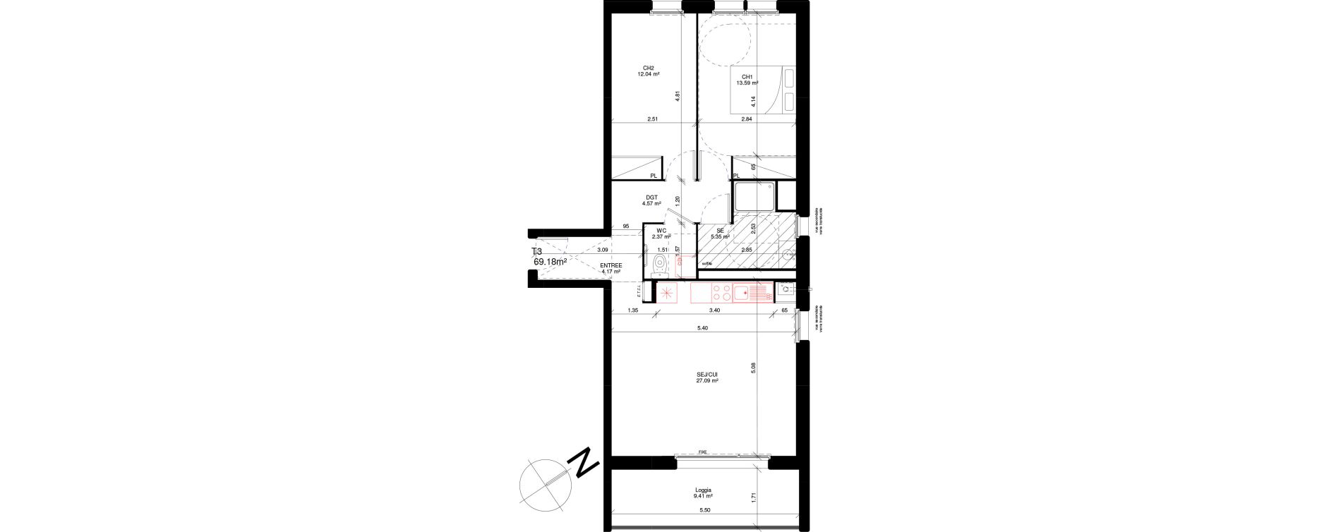 Appartement T3 de 69,18 m2 &agrave; Douvres-La-D&eacute;livrande Les hauts pr&egrave;s