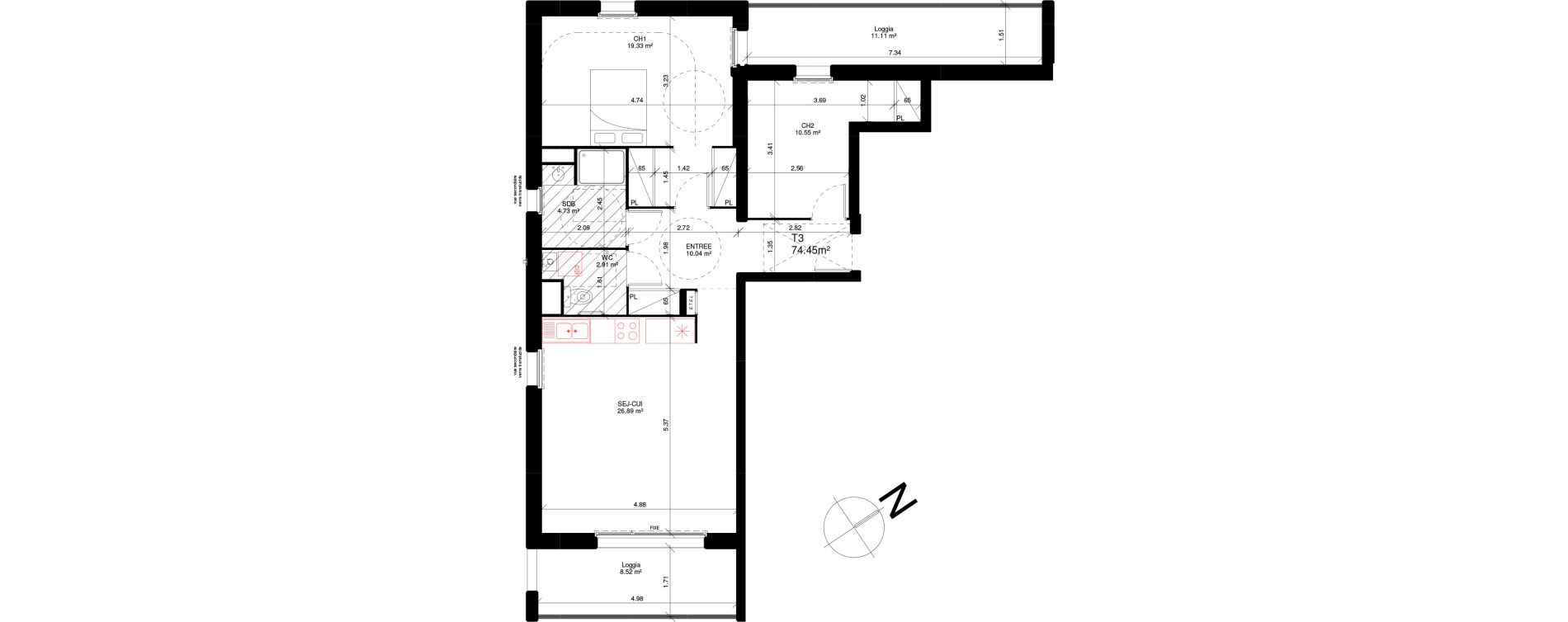 Appartement T3 de 74,45 m2 &agrave; Douvres-La-D&eacute;livrande Les hauts pr&egrave;s