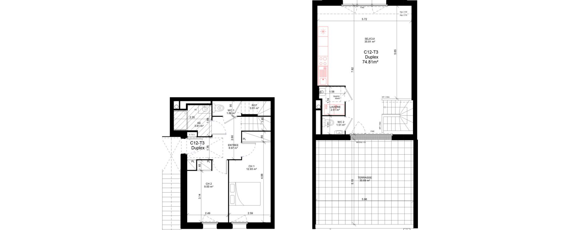 Appartement T3 de 74,81 m2 &agrave; Douvres-La-D&eacute;livrande Les hauts pr&egrave;s