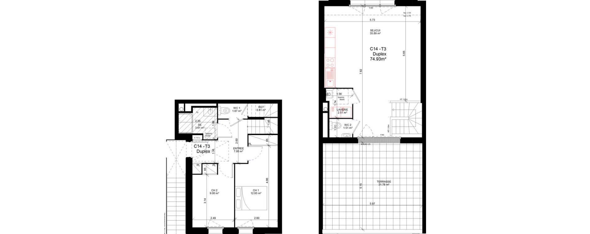 Appartement T3 de 74,93 m2 &agrave; Douvres-La-D&eacute;livrande Les hauts pr&egrave;s