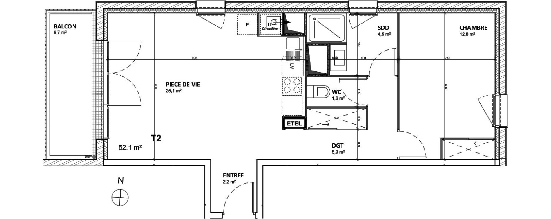 Appartement T2 de 52,10 m2 &agrave; &Eacute;pron Centre