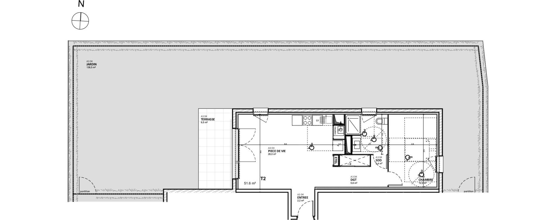 Appartement T2 de 51,60 m2 &agrave; &Eacute;pron Centre