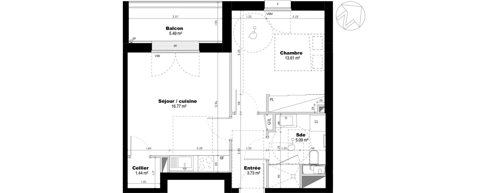 Appartement T2 de 40,64 m2 &agrave; &Eacute;pron Centre