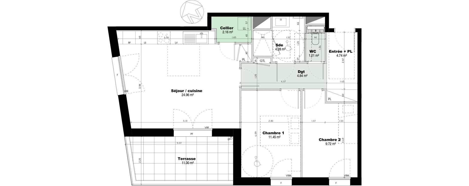 Appartement T3 de 63,36 m2 &agrave; &Eacute;pron Centre