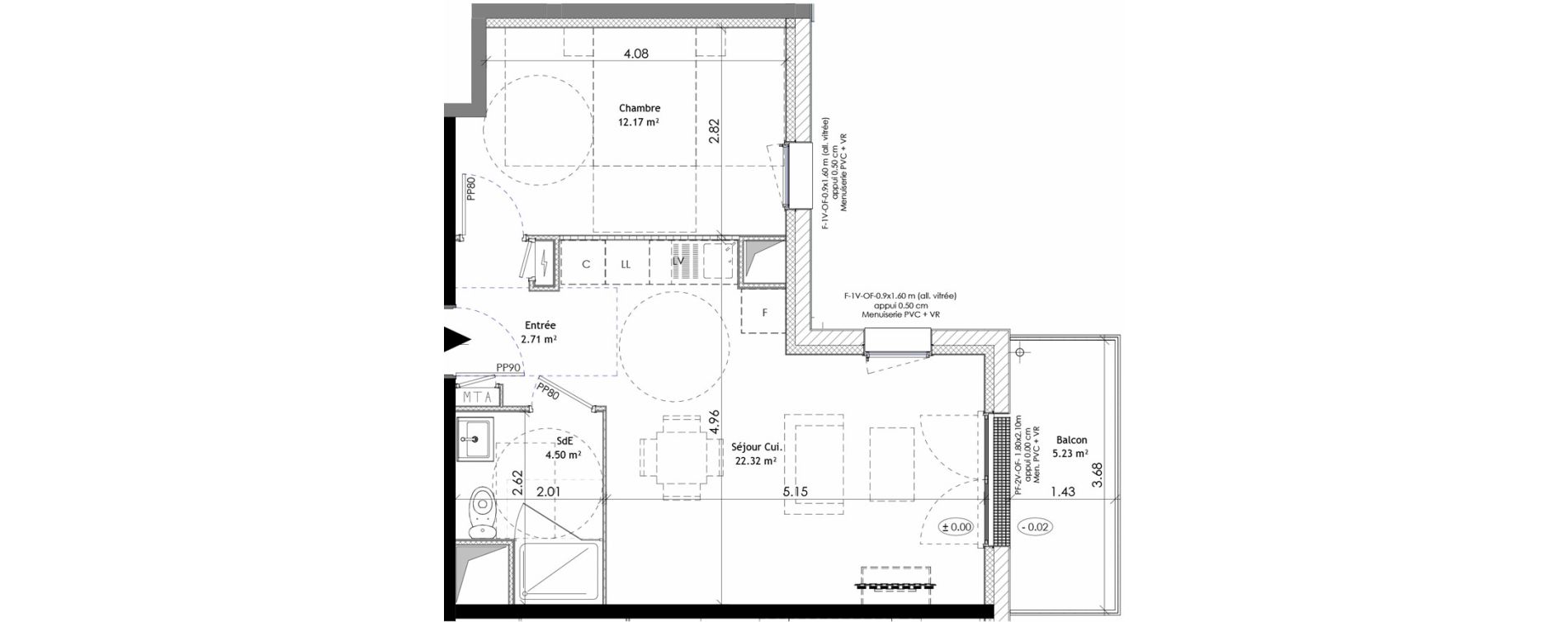 Appartement T2 de 41,70 m2 &agrave; &Eacute;pron Centre