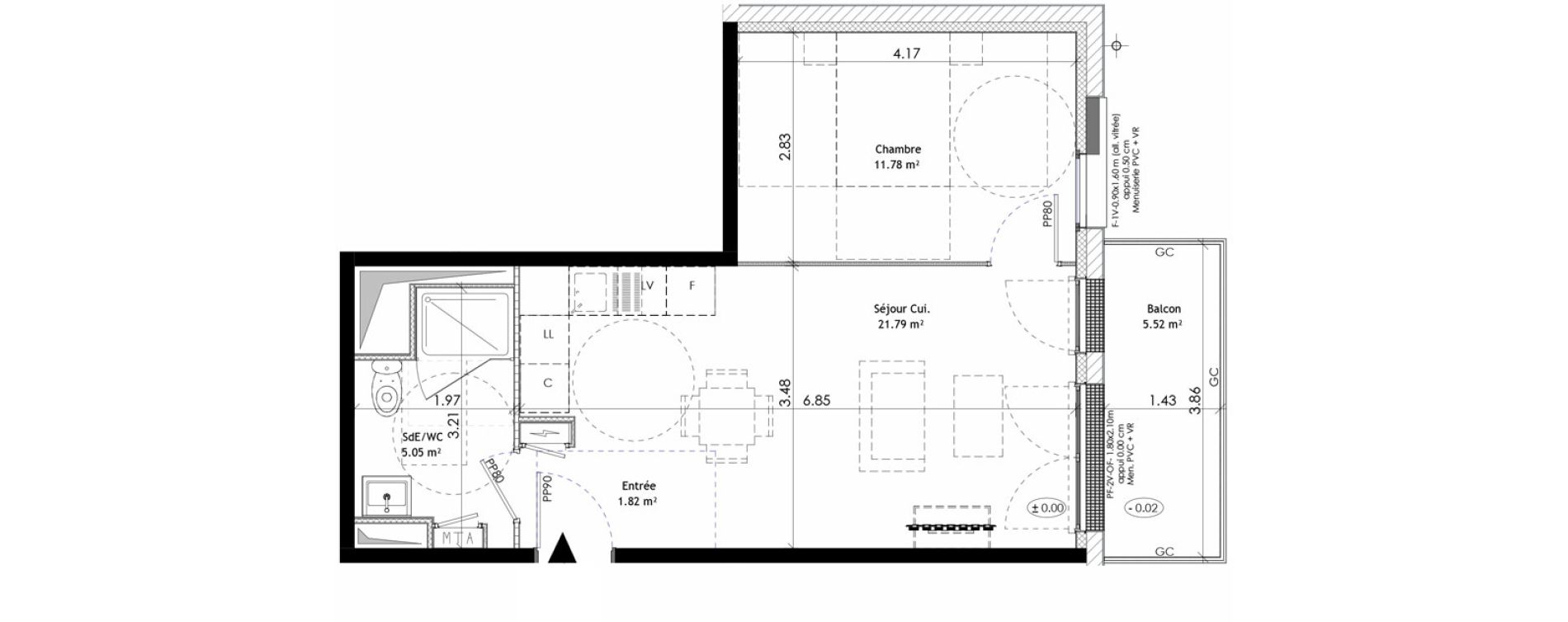 Appartement T2 de 40,44 m2 &agrave; &Eacute;pron Centre