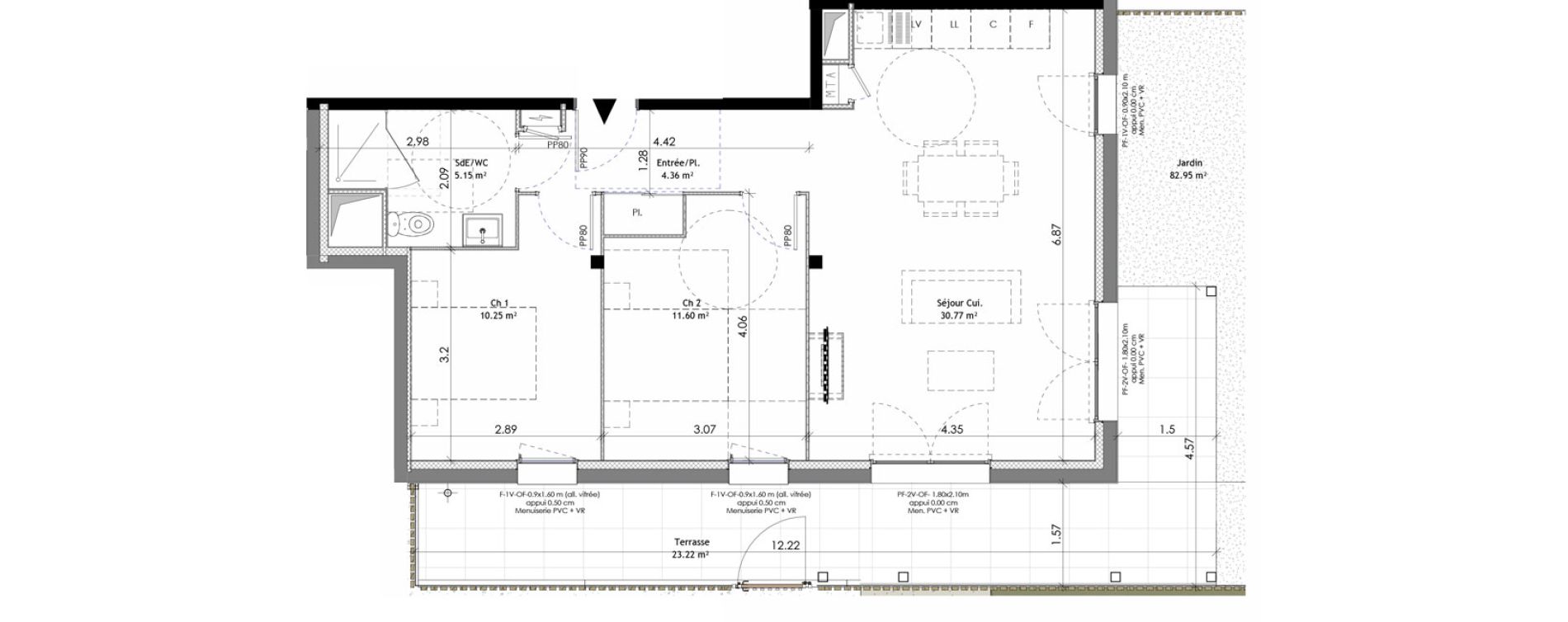 Appartement T3 de 62,13 m2 &agrave; &Eacute;pron Centre