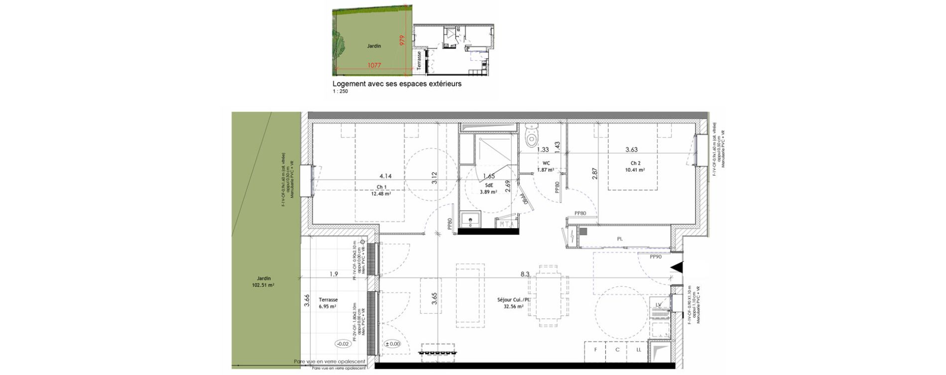 Appartement T3 de 61,21 m2 &agrave; &Eacute;pron Centre