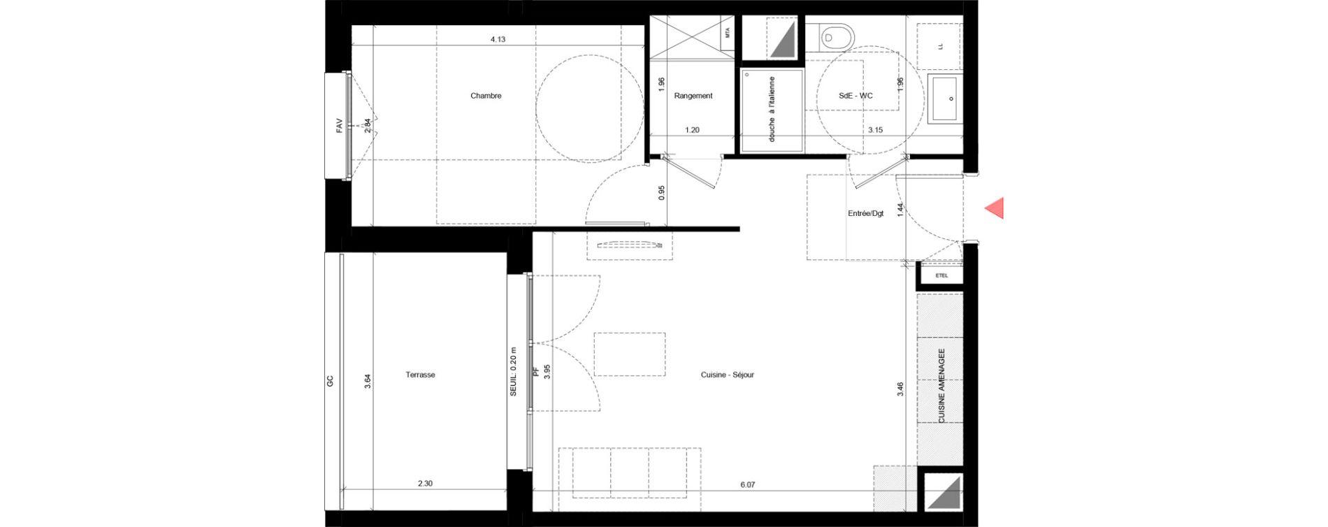 Appartement T2 de 47,27 m2 &agrave; Fleury-Sur-Orne Les hauts de l'orne