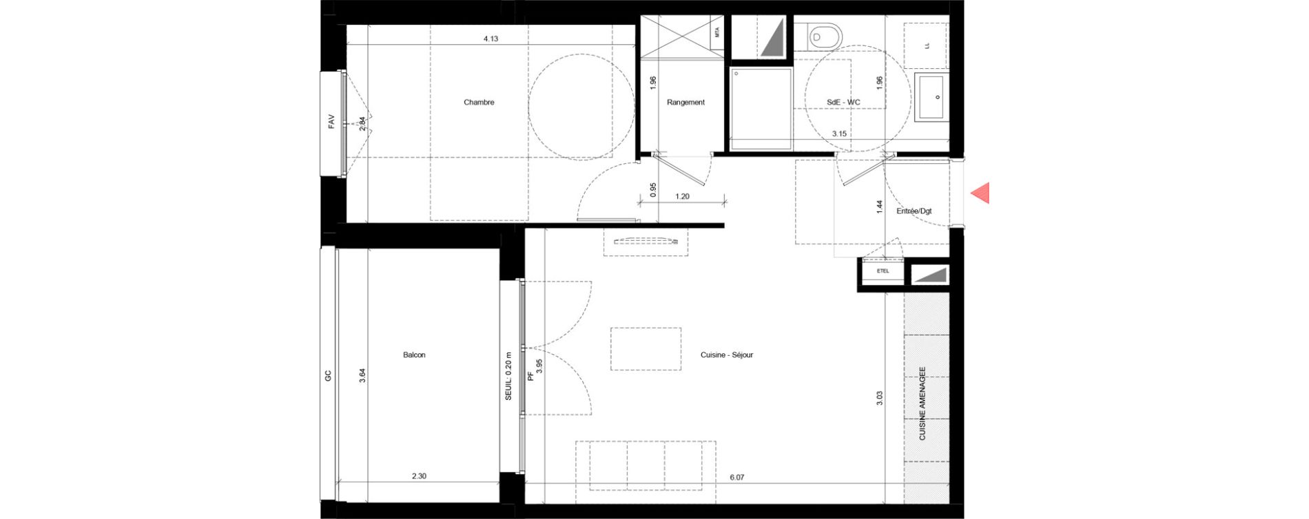 Appartement T2 de 47,34 m2 &agrave; Fleury-Sur-Orne Les hauts de l'orne