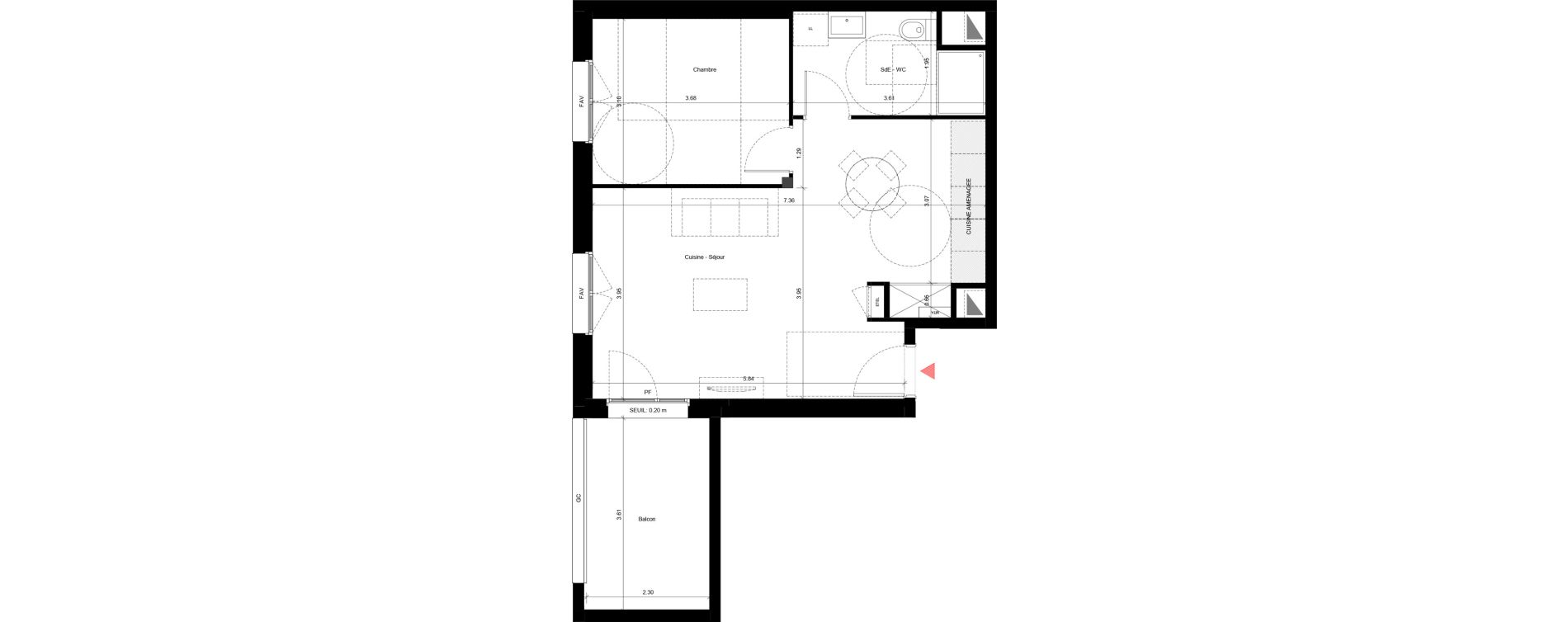 Appartement T2 de 48,42 m2 &agrave; Fleury-Sur-Orne Les hauts de l'orne