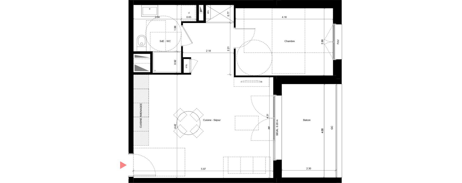 Appartement T2 de 49,30 m2 &agrave; Fleury-Sur-Orne Les hauts de l'orne