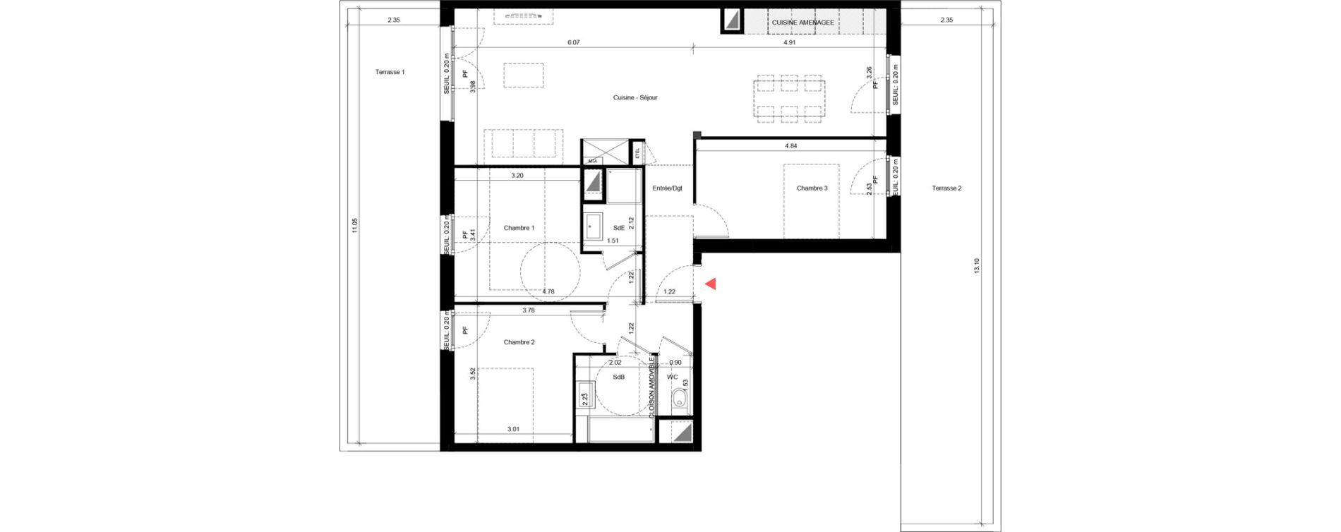 Appartement T4 de 91,62 m2 &agrave; Fleury-Sur-Orne Les hauts de l'orne