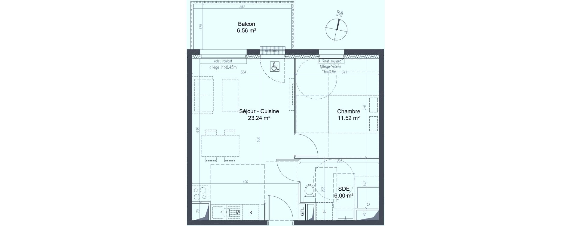 Appartement T2 de 40,76 m2 &agrave; Fleury-Sur-Orne Les hauts de l'orne