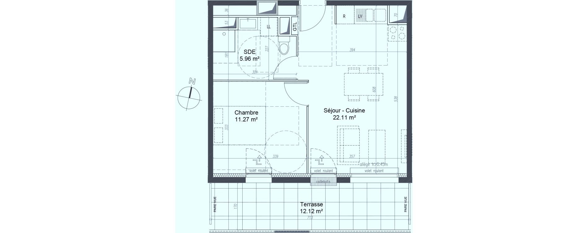 Appartement T2 de 39,34 m2 &agrave; Fleury-Sur-Orne Les hauts de l'orne