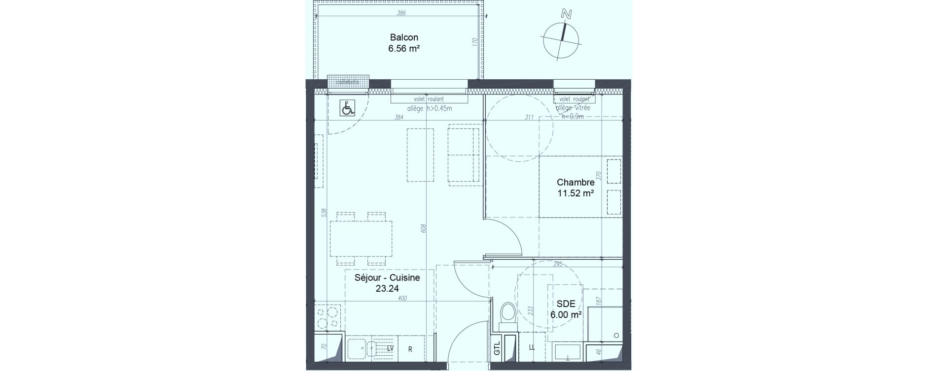 Appartement T2 de 40,76 m2 &agrave; Fleury-Sur-Orne Les hauts de l'orne
