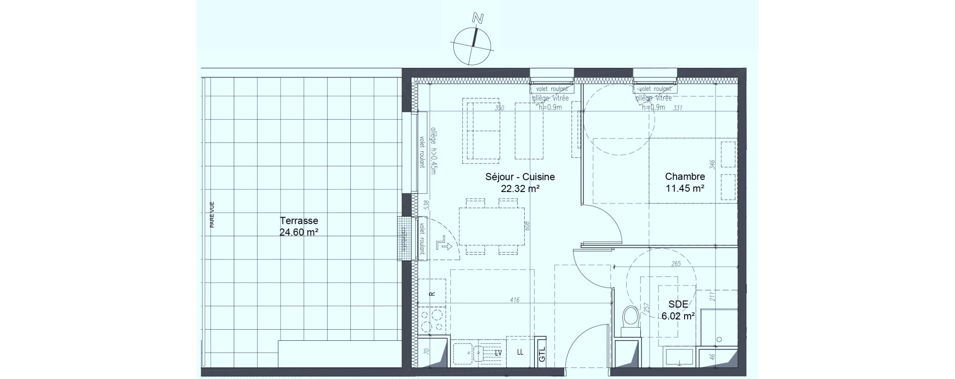 Appartement T2 de 39,79 m2 &agrave; Fleury-Sur-Orne Les hauts de l'orne