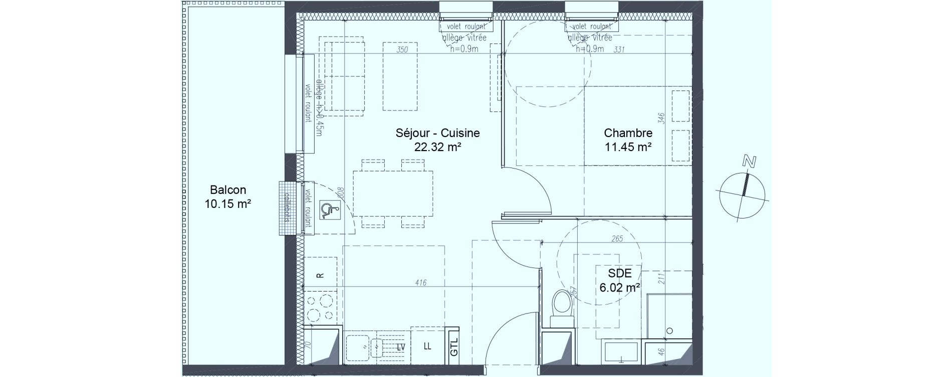 Appartement T2 de 39,79 m2 &agrave; Fleury-Sur-Orne Les hauts de l'orne