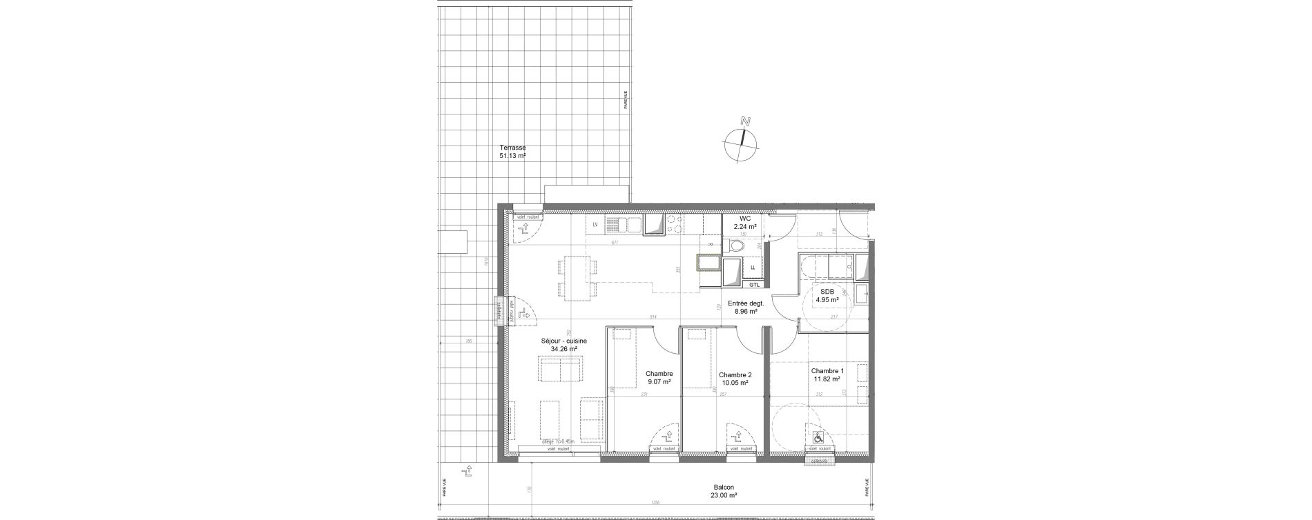 Appartement T4 de 81,35 m2 &agrave; Fleury-Sur-Orne Les hauts de l'orne