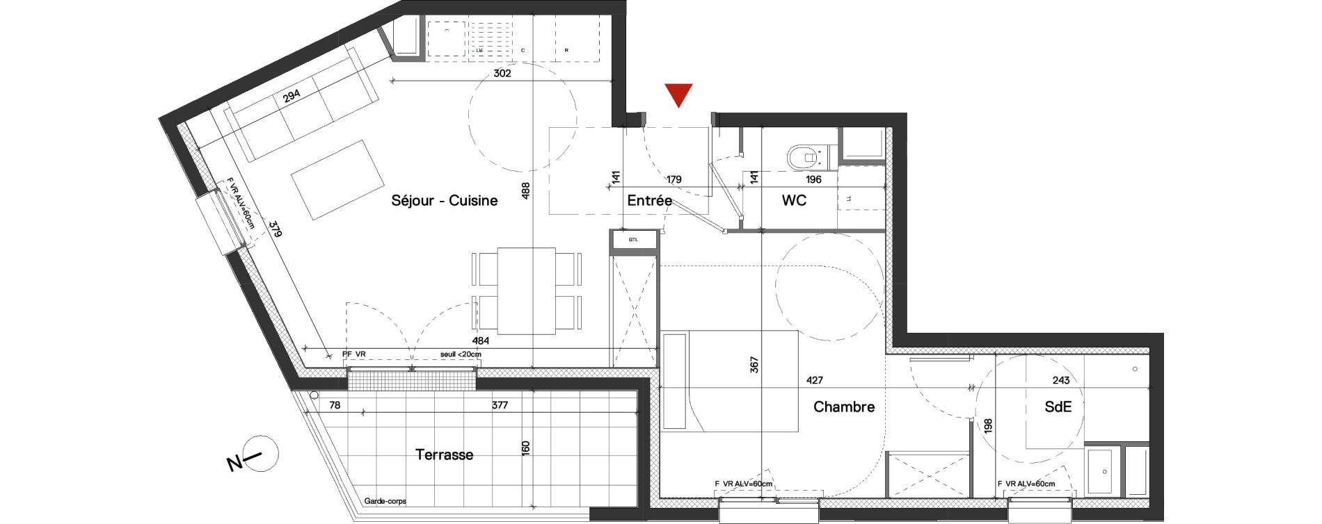 Appartement T2 de 47,27 m2 &agrave; Fleury-Sur-Orne Les hauts de l'orne