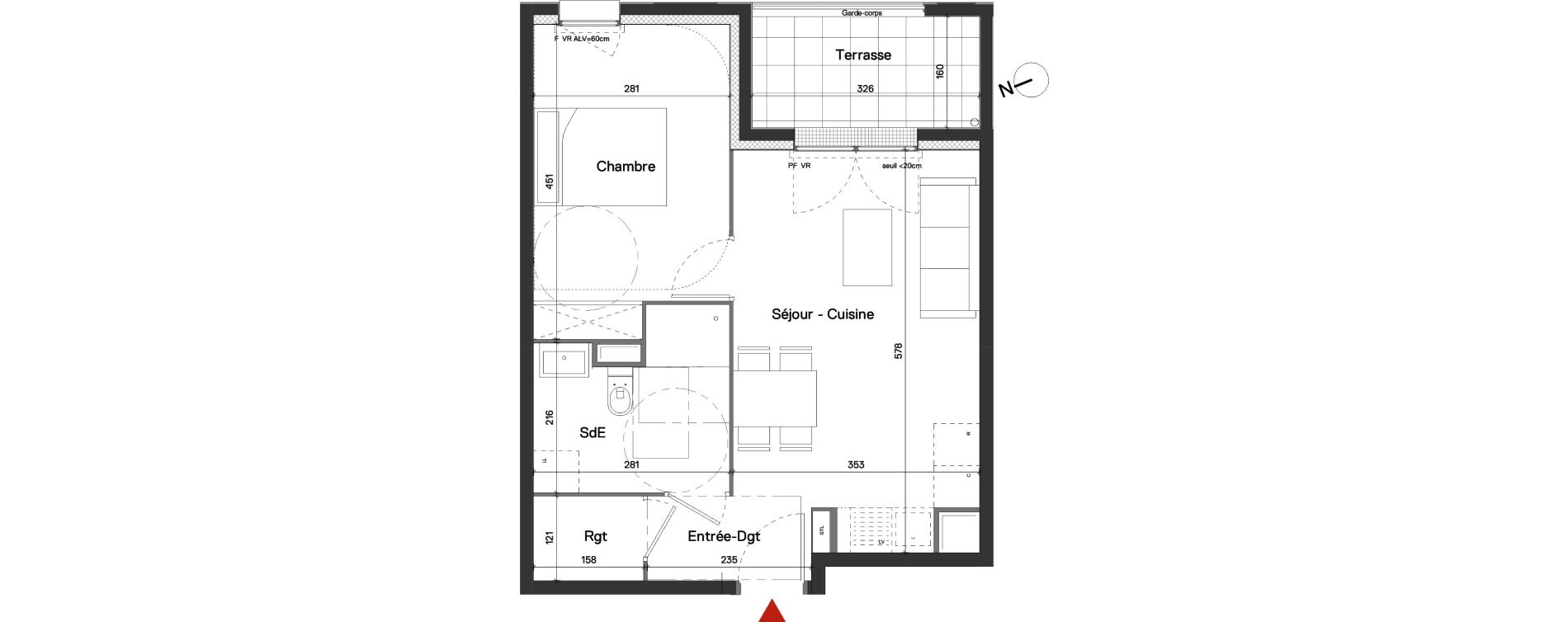 Appartement T2 de 42,04 m2 &agrave; Fleury-Sur-Orne Les hauts de l'orne
