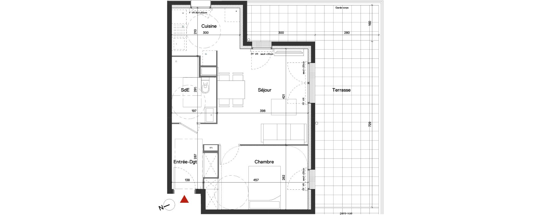 Appartement T2 de 45,36 m2 &agrave; Fleury-Sur-Orne Les hauts de l'orne