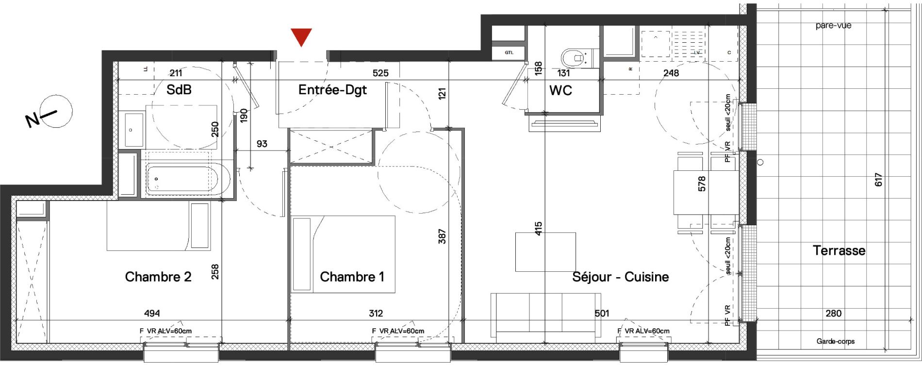 Appartement T3 de 63,23 m2 &agrave; Fleury-Sur-Orne Les hauts de l'orne