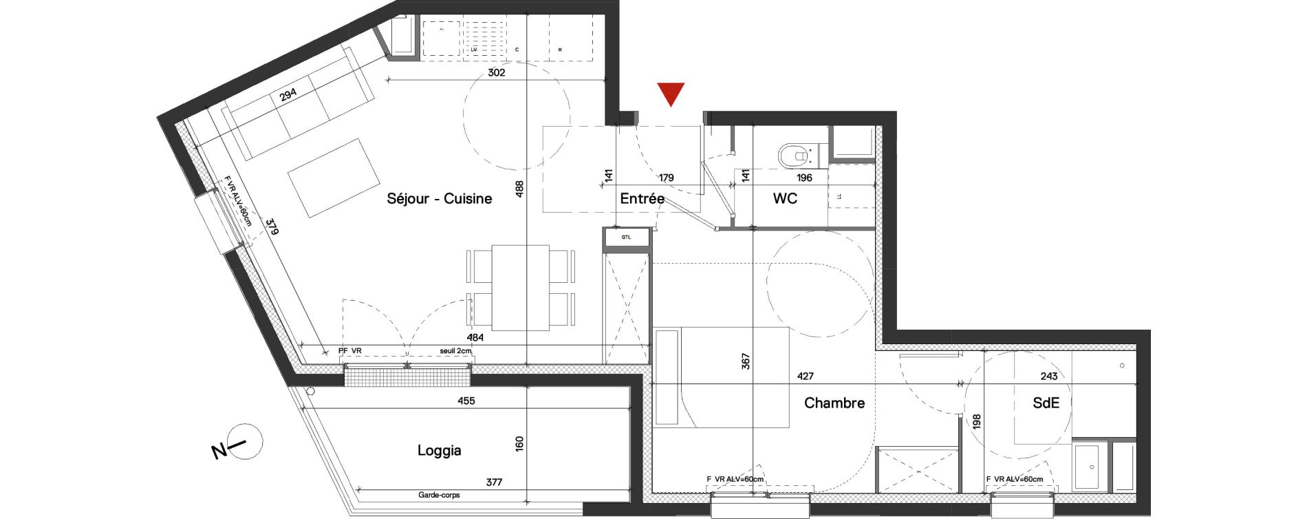 Appartement T2 de 47,28 m2 &agrave; Fleury-Sur-Orne Les hauts de l'orne