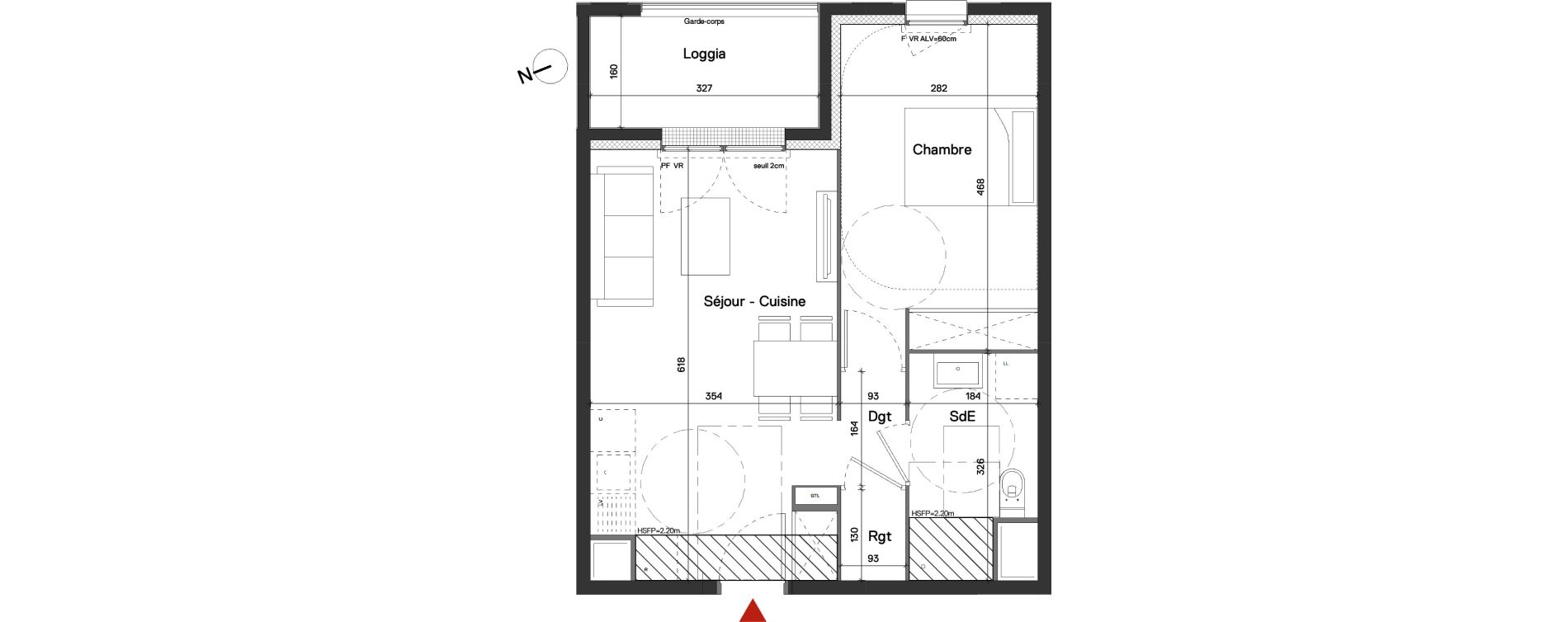 Appartement T2 de 42,84 m2 &agrave; Fleury-Sur-Orne Les hauts de l'orne