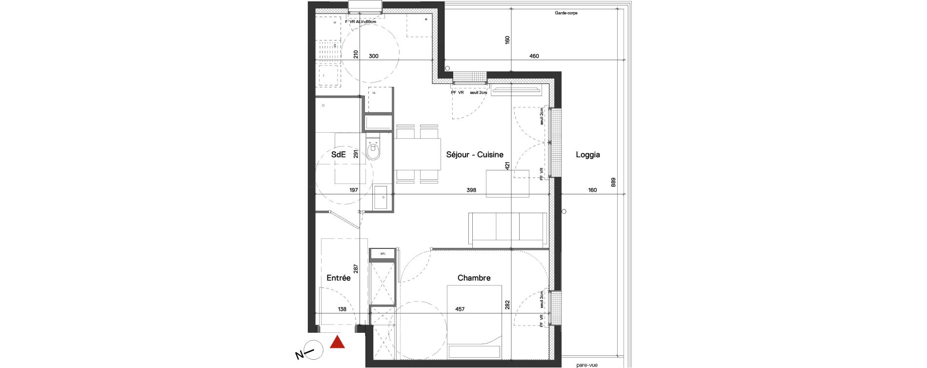Appartement T2 de 45,21 m2 &agrave; Fleury-Sur-Orne Les hauts de l'orne