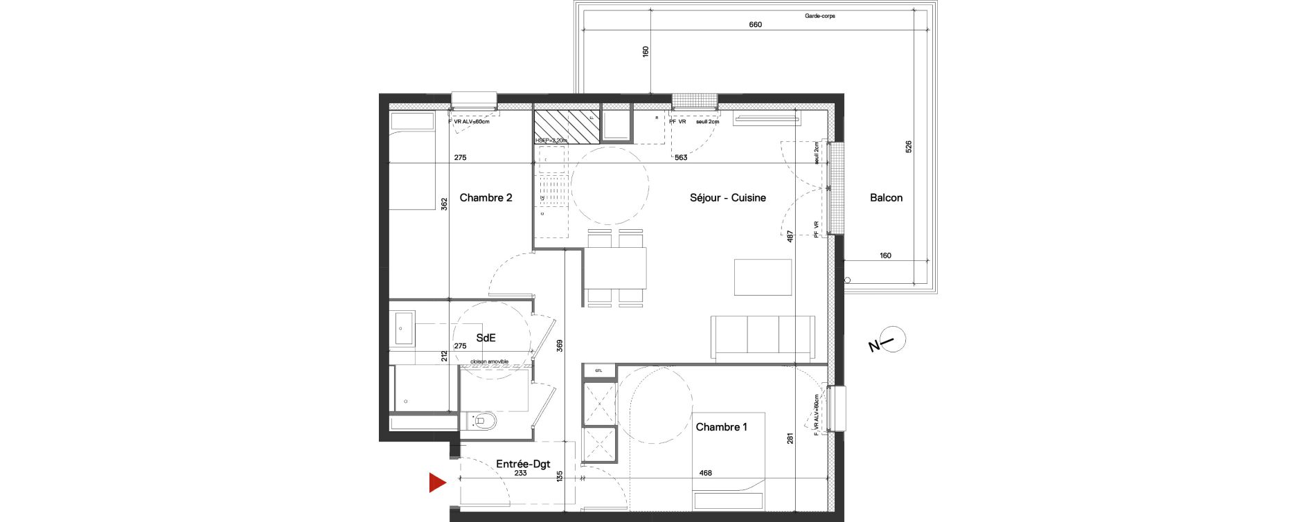 Appartement T3 de 60,81 m2 &agrave; Fleury-Sur-Orne Les hauts de l'orne