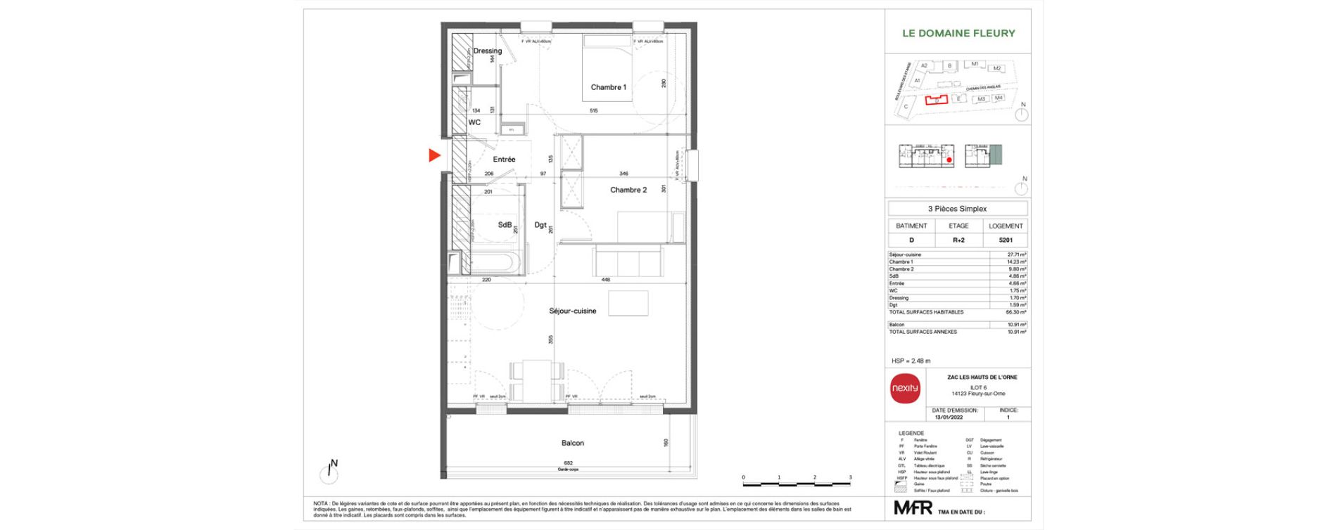Appartement T3 de 66,30 m2 &agrave; Fleury-Sur-Orne Les hauts de l'orne