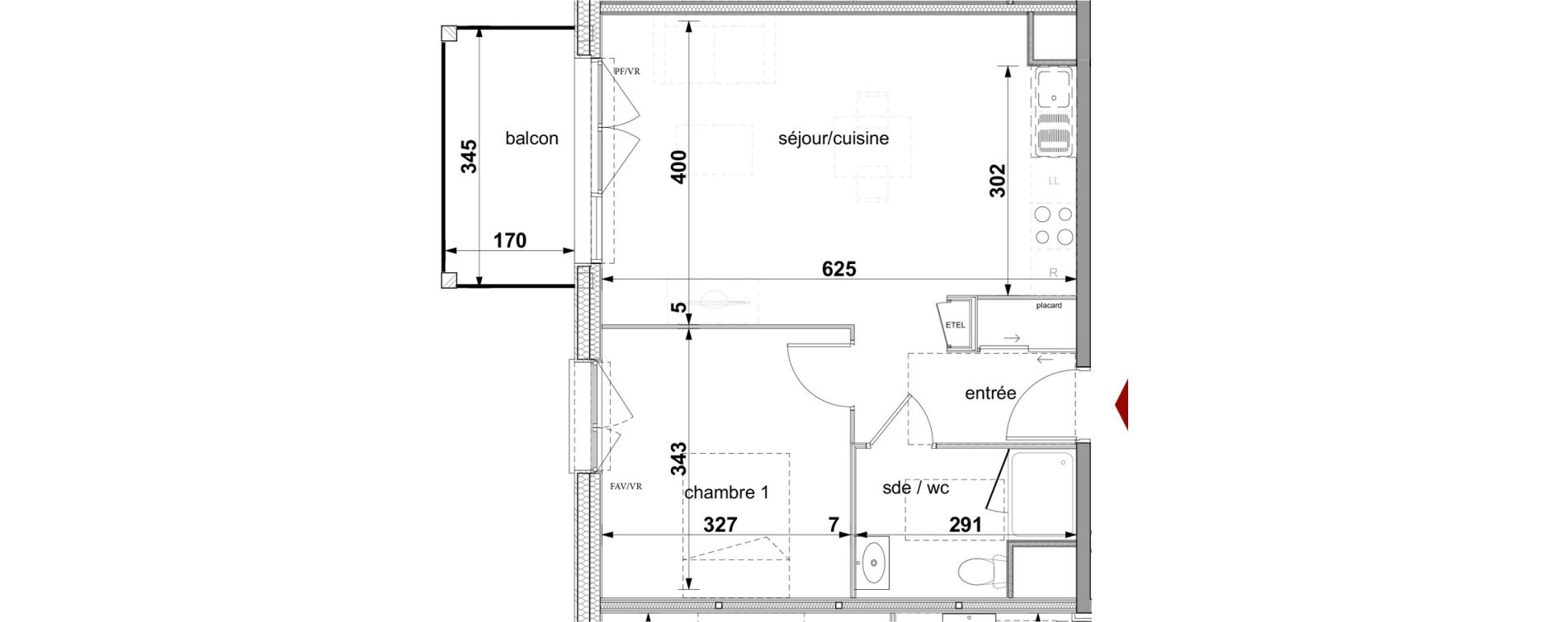 Appartement T2 de 45,86 m2 &agrave; Fleury-Sur-Orne Centre