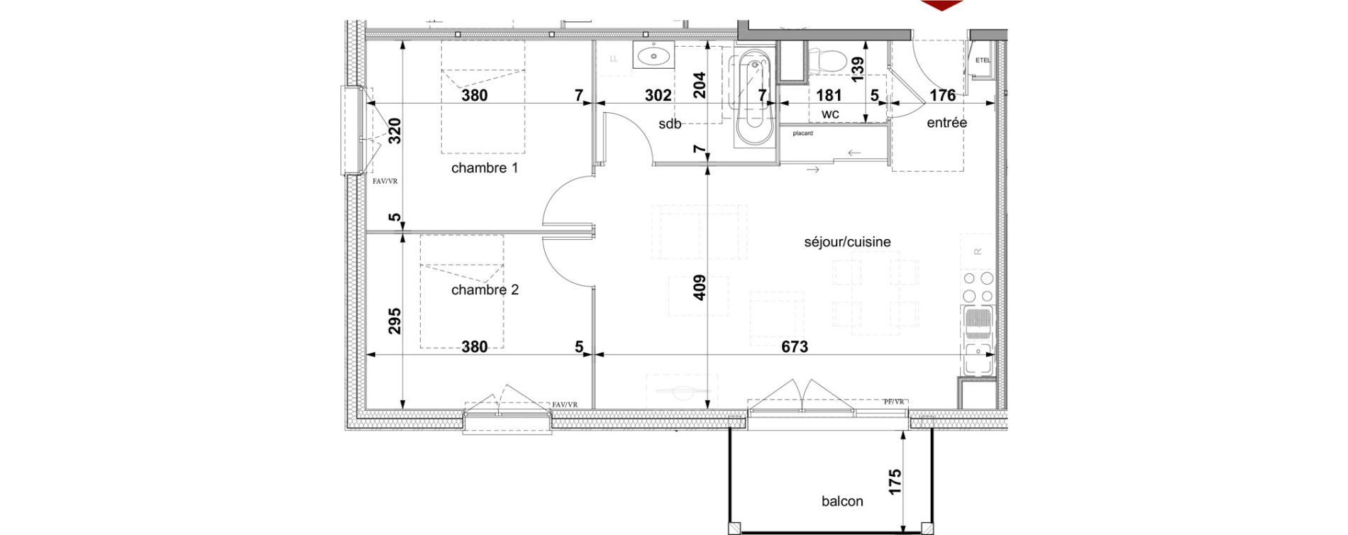 Appartement T3 de 63,56 m2 &agrave; Fleury-Sur-Orne Centre