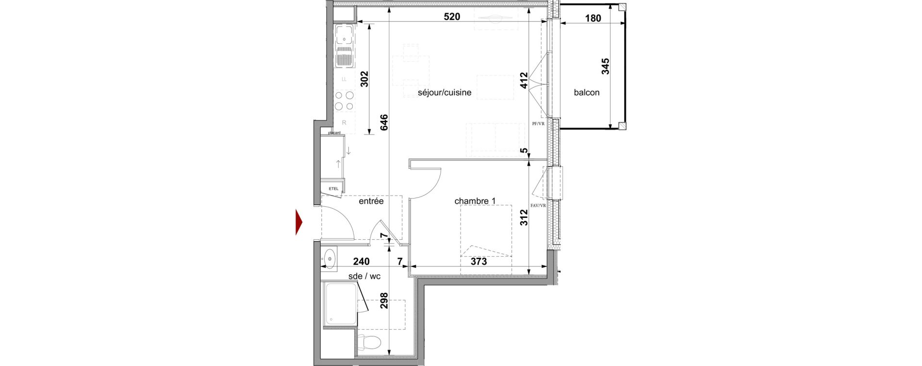 Appartement T2 de 47,62 m2 &agrave; Fleury-Sur-Orne Centre