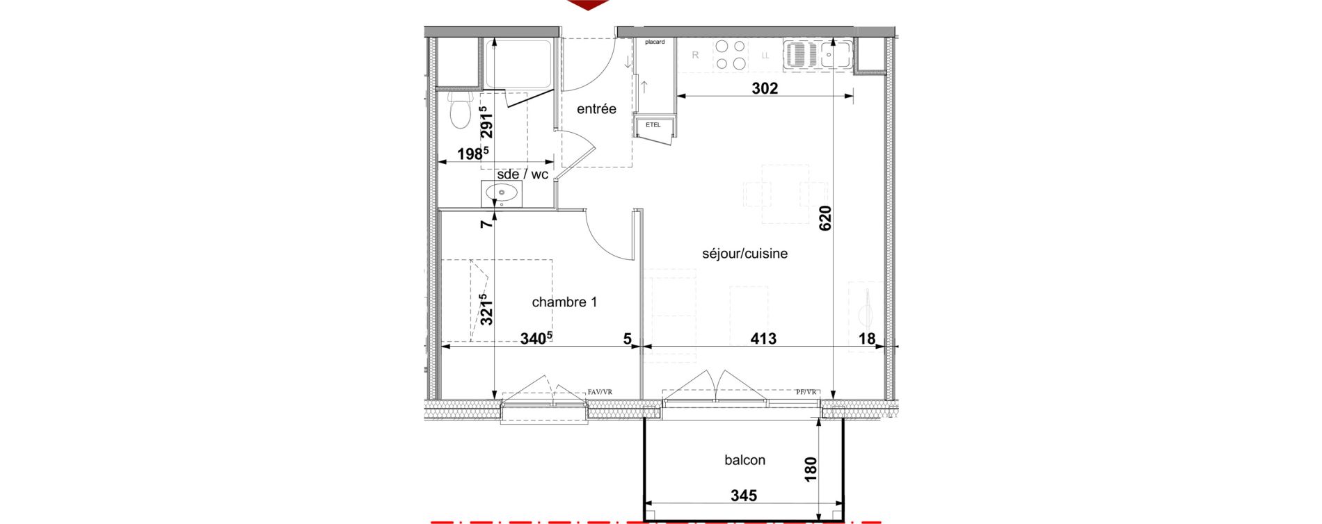 Appartement T2 de 45,20 m2 &agrave; Fleury-Sur-Orne Centre