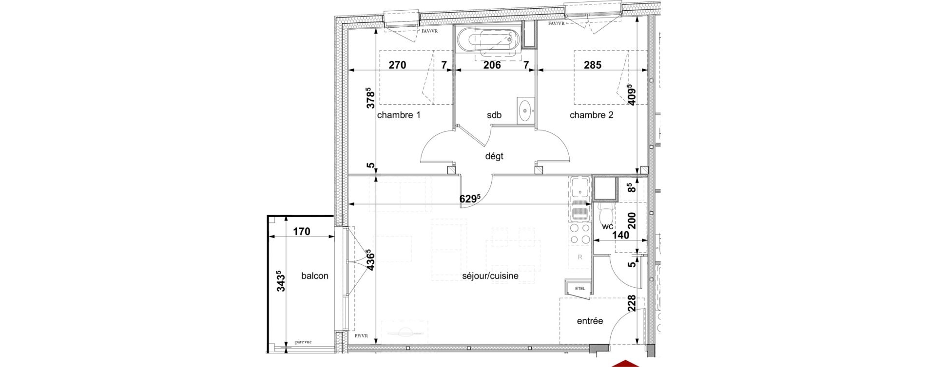 Appartement T3 de 62,20 m2 &agrave; Fleury-Sur-Orne Centre