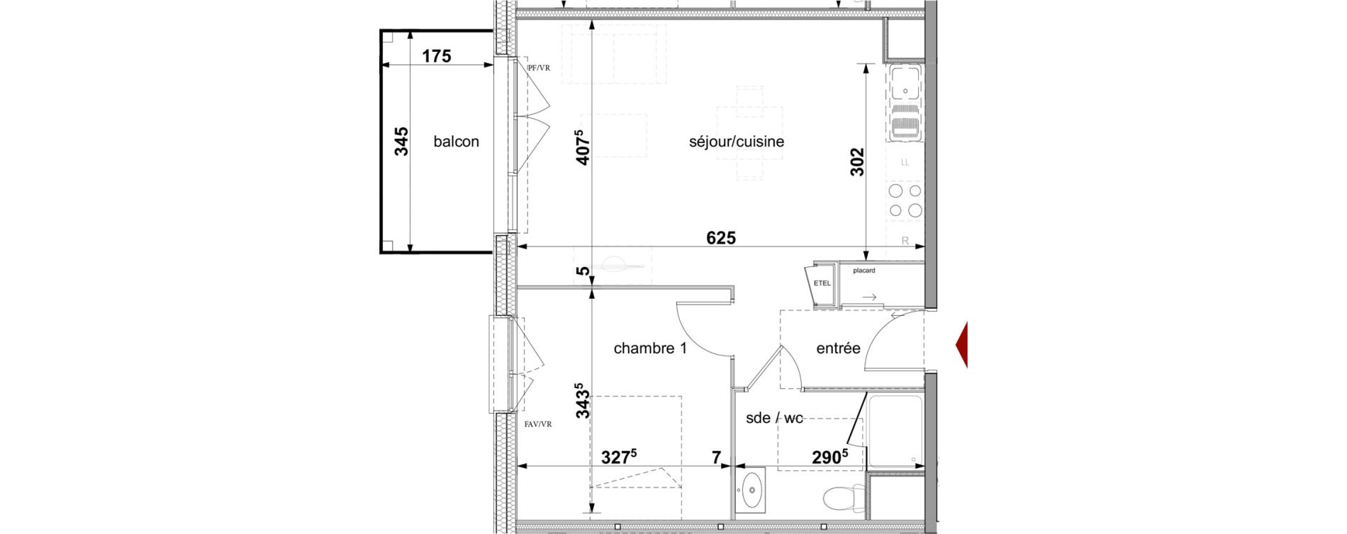 Appartement T2 de 45,86 m2 &agrave; Fleury-Sur-Orne Centre