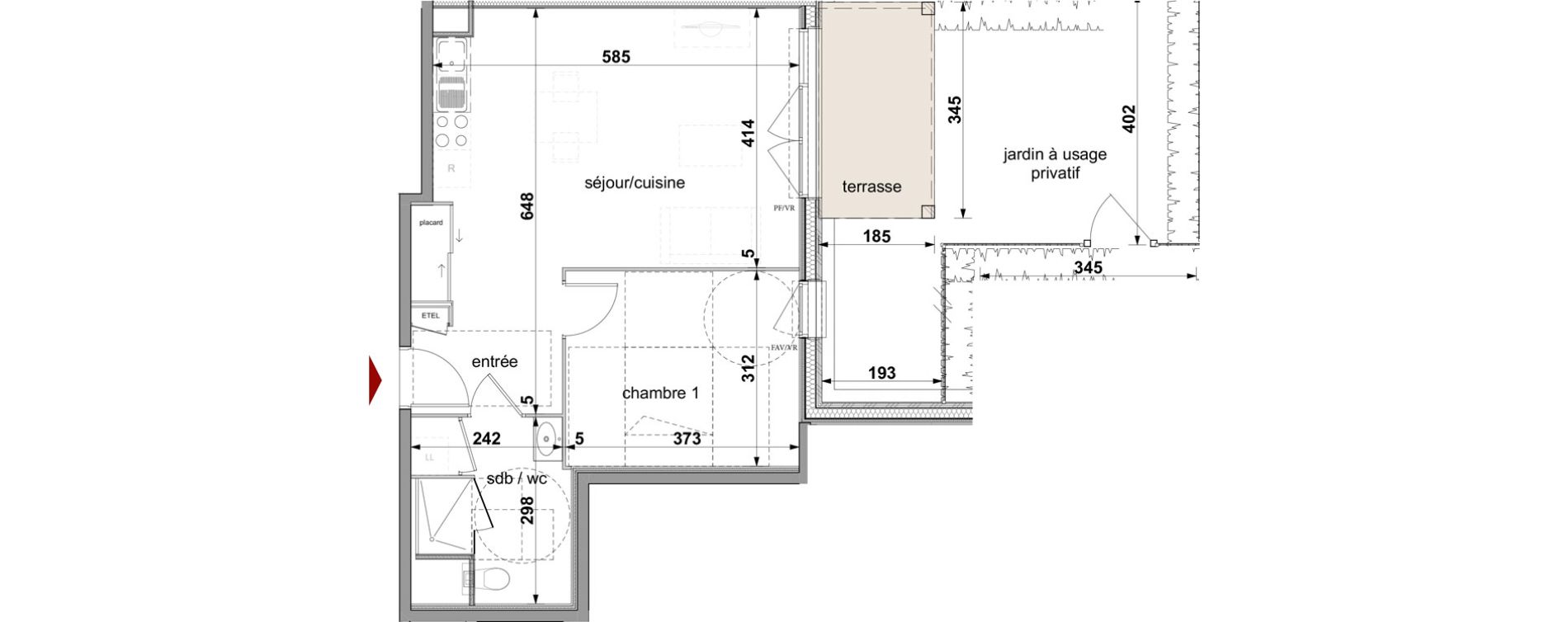 Appartement T2 de 47,72 m2 &agrave; Fleury-Sur-Orne Centre