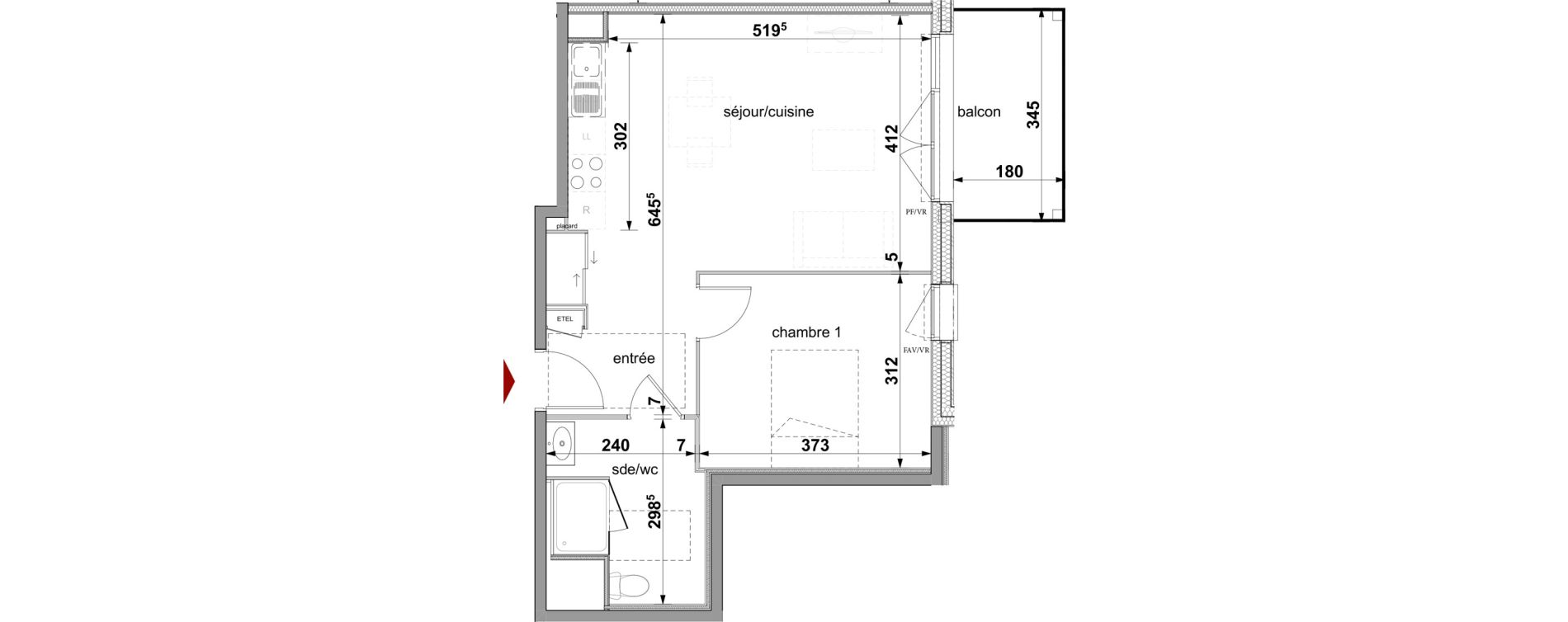 Appartement T2 de 47,62 m2 &agrave; Fleury-Sur-Orne Centre