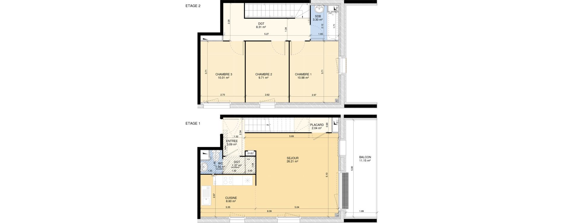Duplex T4 de 85,82 m2 &agrave; Fleury-Sur-Orne Les hauts de l'orne