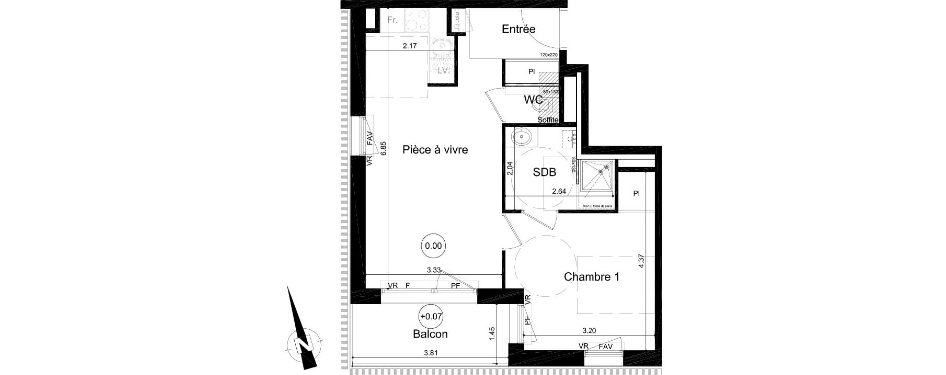 Appartement T2 de 43,14 m2 &agrave; Fleury-Sur-Orne Centre
