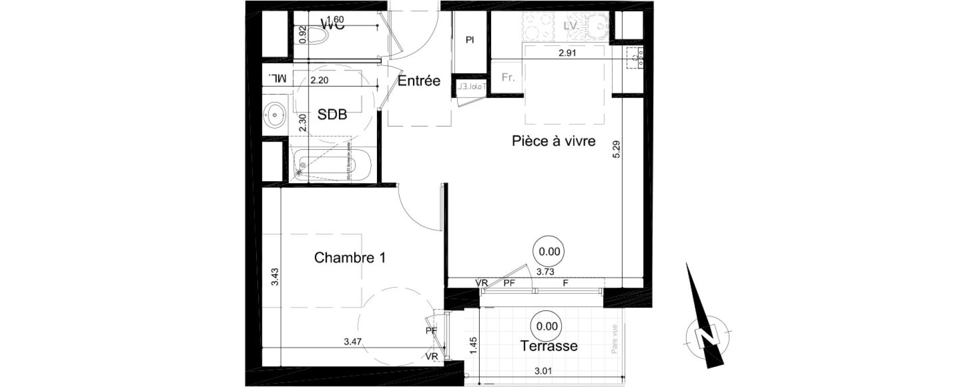 Appartement T2 de 40,99 m2 &agrave; Fleury-Sur-Orne Centre