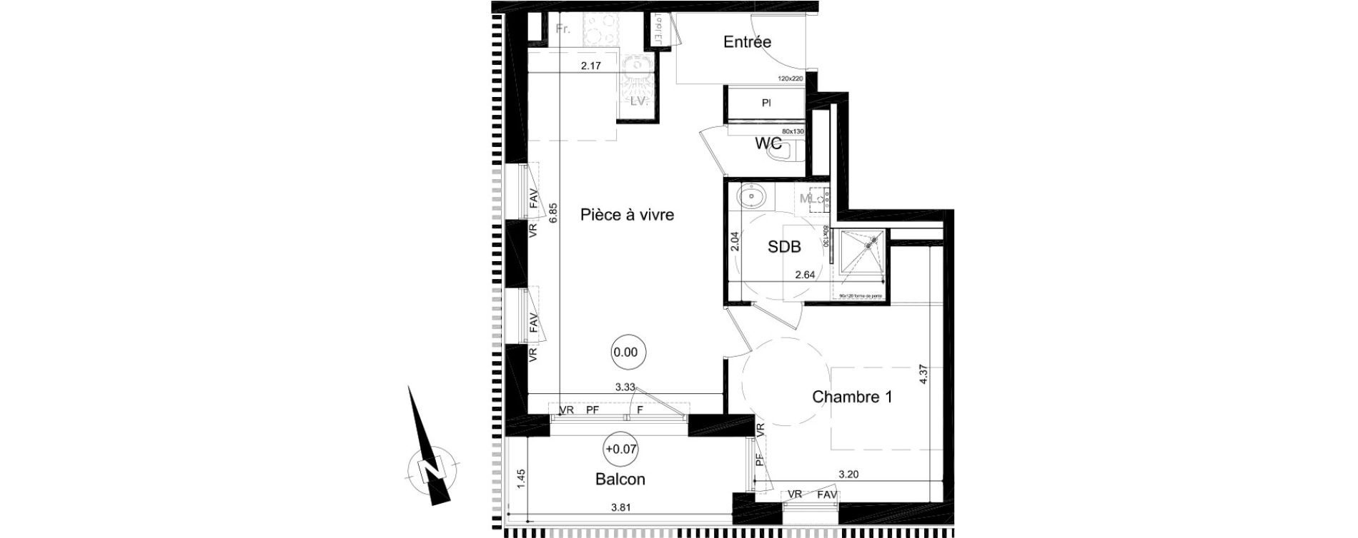 Appartement T2 de 43,14 m2 &agrave; Fleury-Sur-Orne Centre
