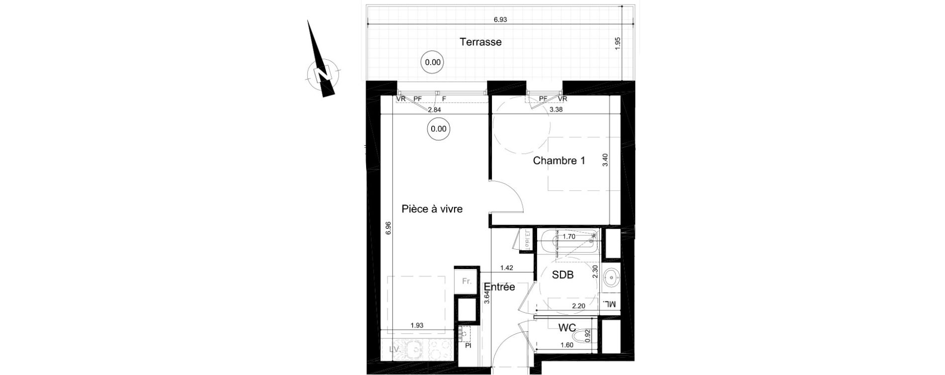 Appartement T2 de 40,75 m2 &agrave; Fleury-Sur-Orne Centre