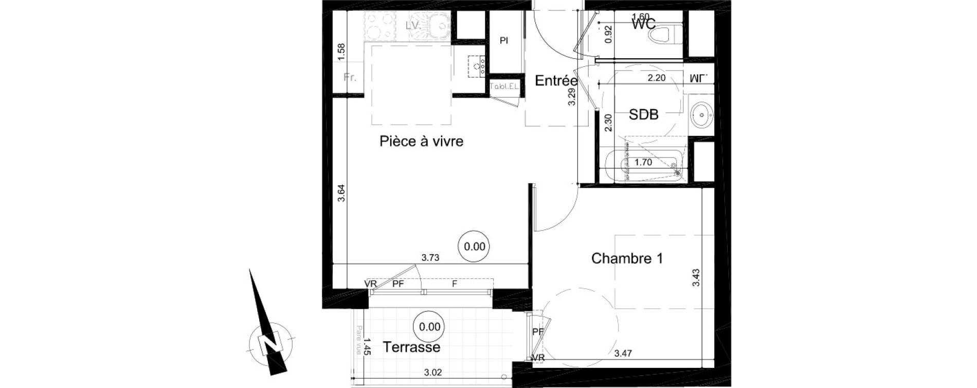 Appartement T2 de 40,94 m2 &agrave; Fleury-Sur-Orne Centre