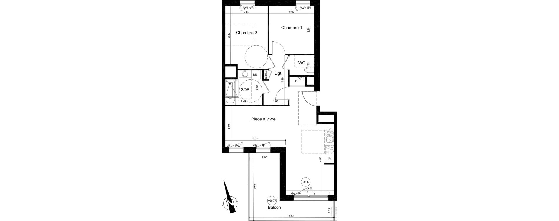 Appartement T3 de 63,90 m2 &agrave; Fleury-Sur-Orne Centre